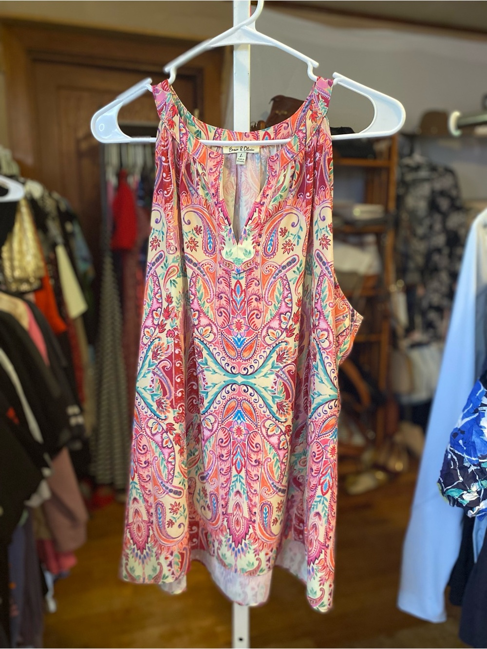 Paisley Print Pink Sleeveless Camisole by Eileen Fisher